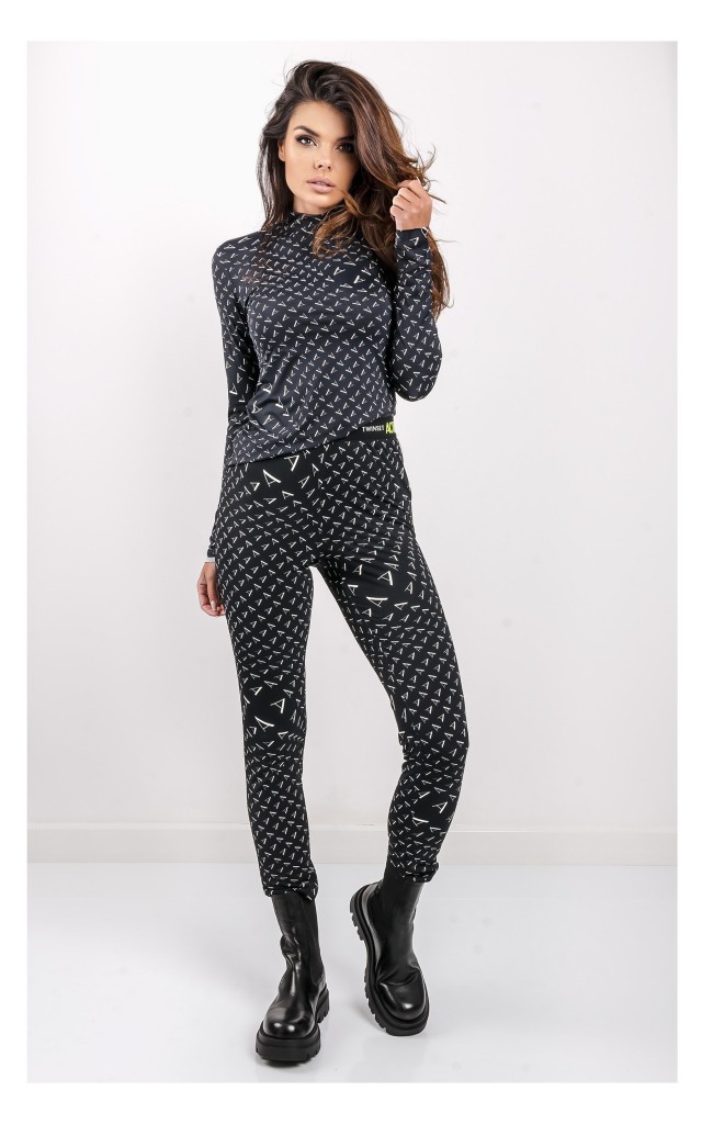Legginsy Twin Set Logomania Granat