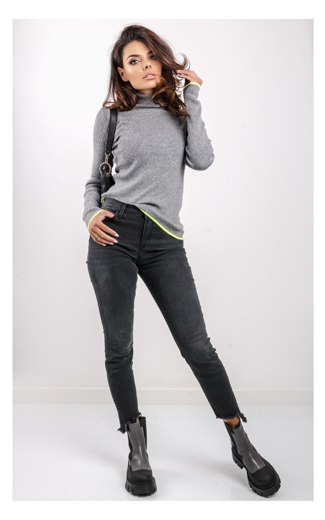 Golf Twin Set Prążkowany Logo Szary