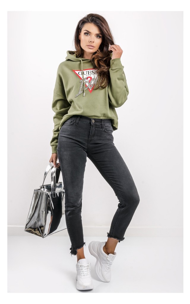 Bluza Guess Z Kapturem Logo Oliwkowa