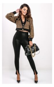 Legginsy Guess Eko Skóra Czarne