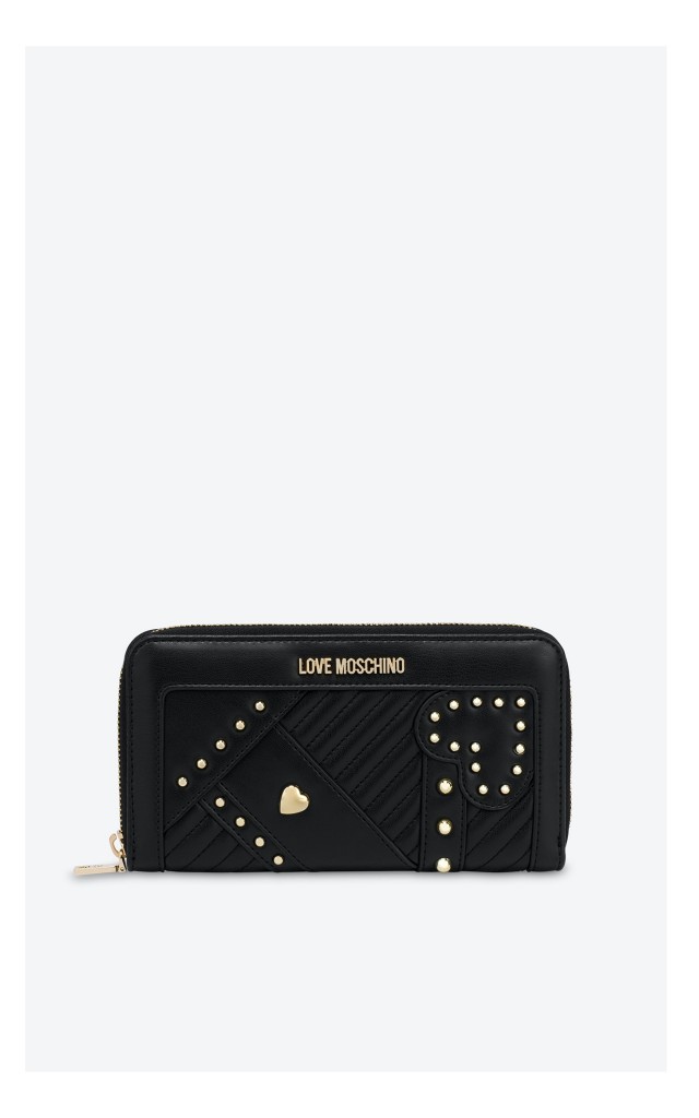 Portfel Love Moschino Duży Z Nitami Czarny