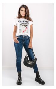 T-shirt Guess Poster Biały
