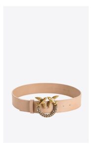 Pasek Pinko Love Jewel Waist Skórzany Beżowy