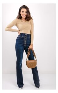 Sweter Elisabetta Franchi Z Łańcuszkiem Cappuccino