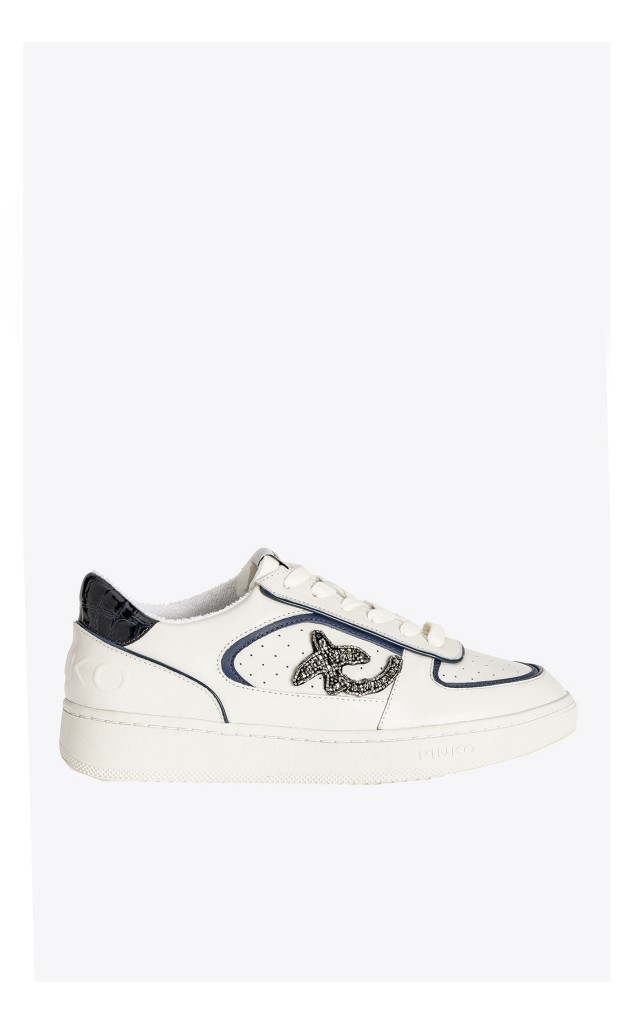 Sneakersy Pinko Brook Z Aplikacją Biało Grantatowe