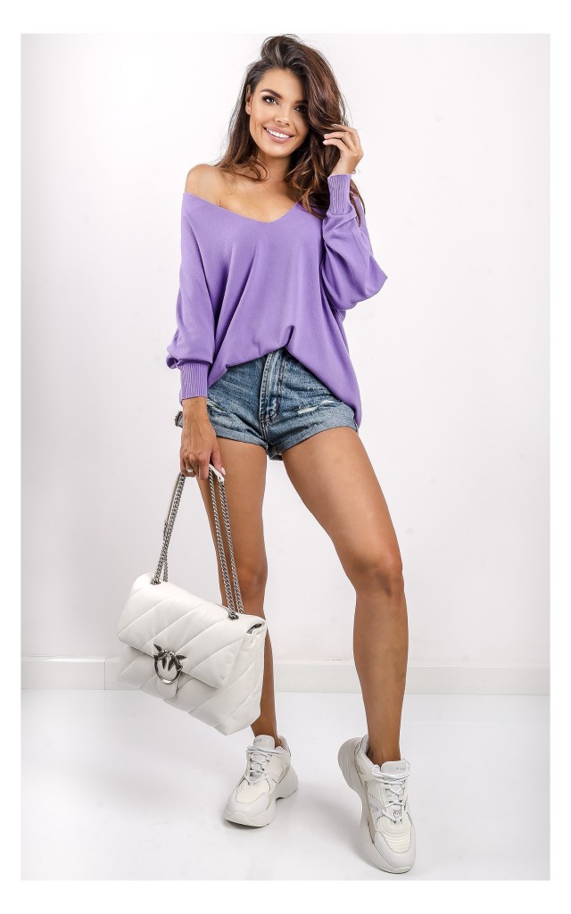 Sweter Kontatto Oversize Fioletowy
