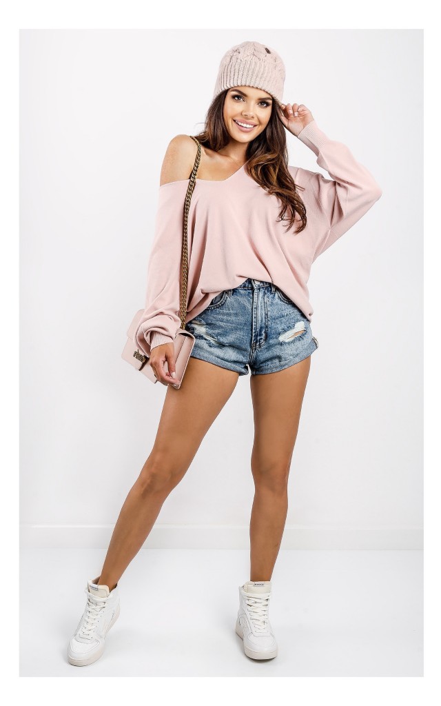 Sweter Kontatto Oversize Pastelowy Pastelowy Róż