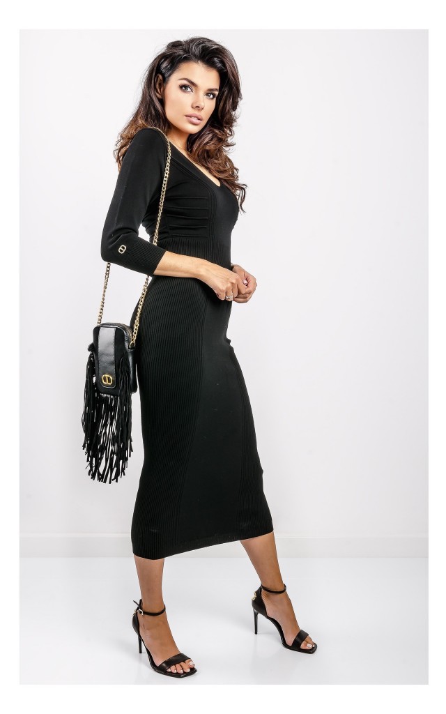 Sukienka Twin Set Maxi Dopasowana Czarna