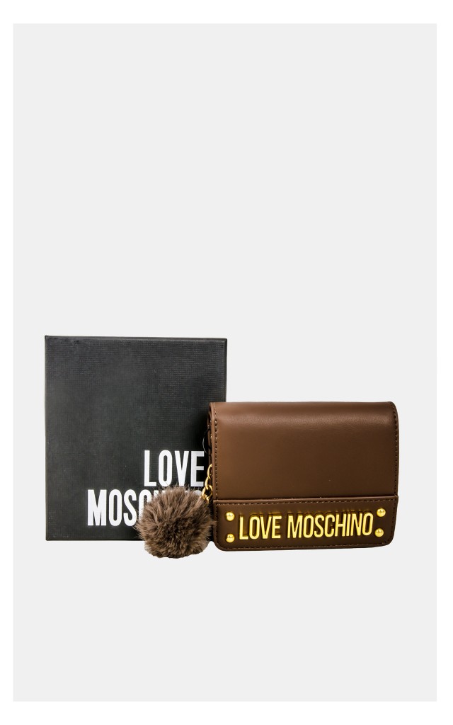 Portfel Love Moschino Z Brelokiem Pompon Brązowy
