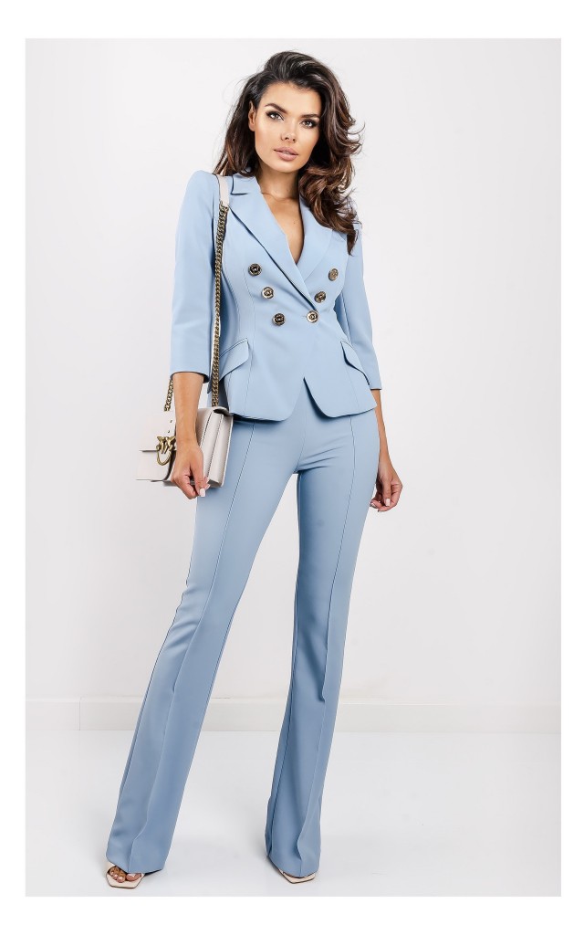 Spodnie Elisabetta Franchi Dzwony Baby Blue