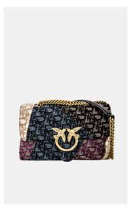 Torebka Pinko Lady Puff Monogram Beżowo-Niebieska