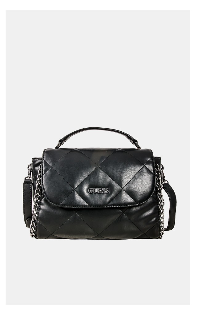 Torebka Guess Crossbody Pikowana Z Łańcuchem Czarna