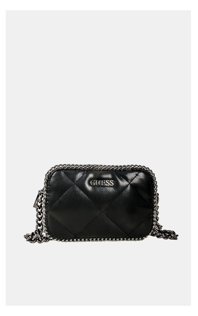 Torebka Guess Crossbody Pikowana Z Łańcuchem Czarna