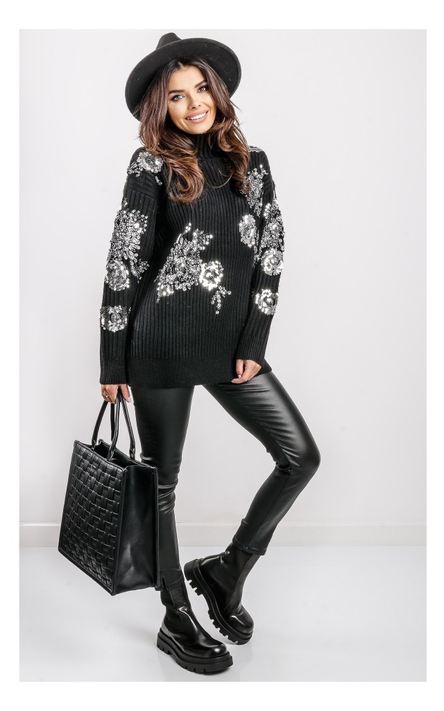 Sweter Silvian Heach Slatthul Z Cekinami Czarny