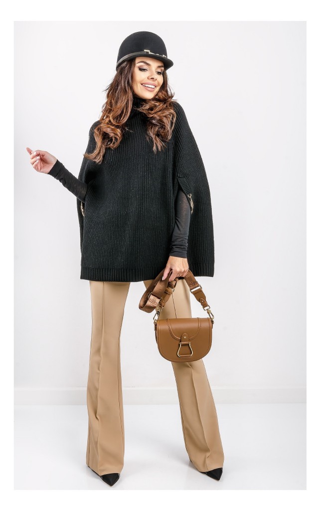 Poncho Elisabetta Franchi Golf  Z Logo Czarne
