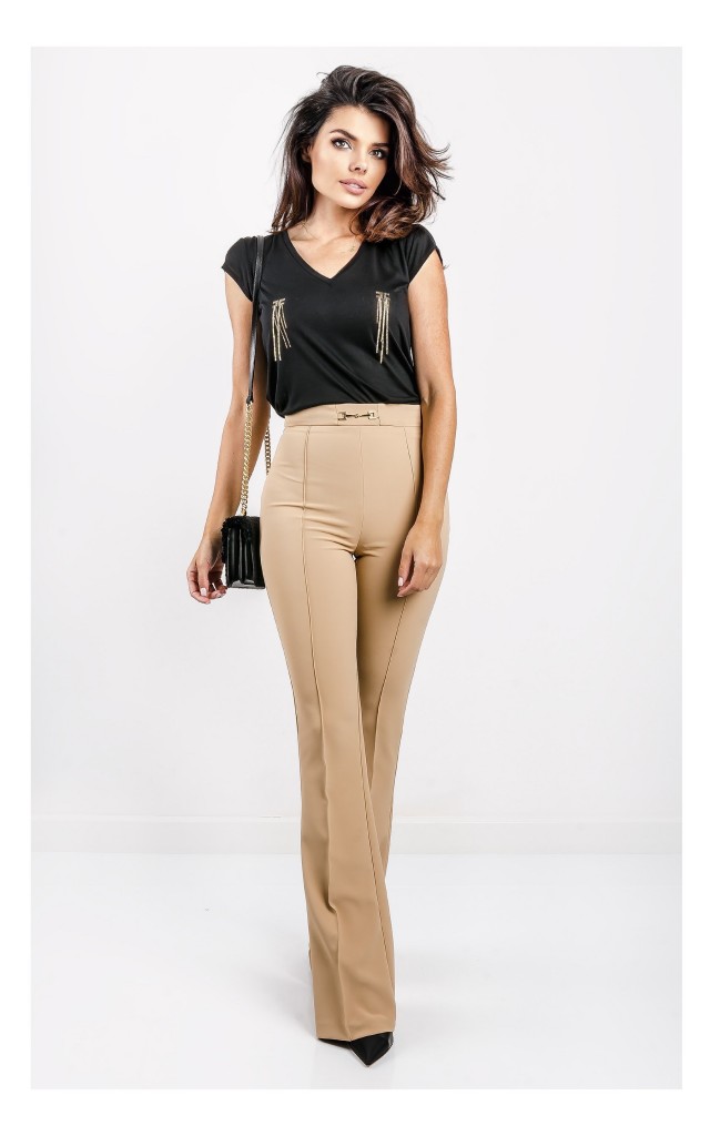 T-shirt Elisabetta Franchi Z Łańcuszkami Czarny