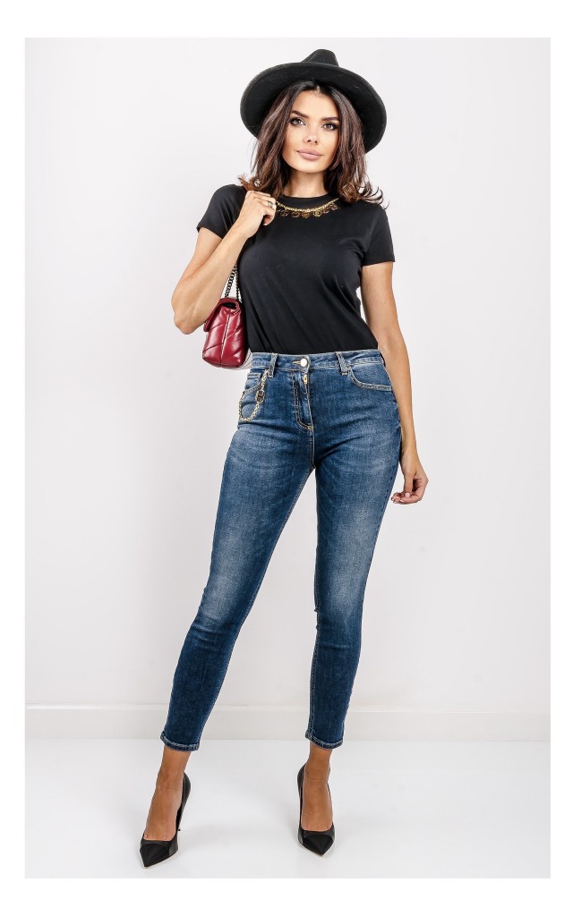 Jeansy Elisabetta Franchi  Zawieszka Blue Vintage