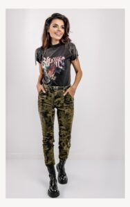 T-shirt Guess Z Aplikacją Biżuteryjne Frędzle Antracyt
