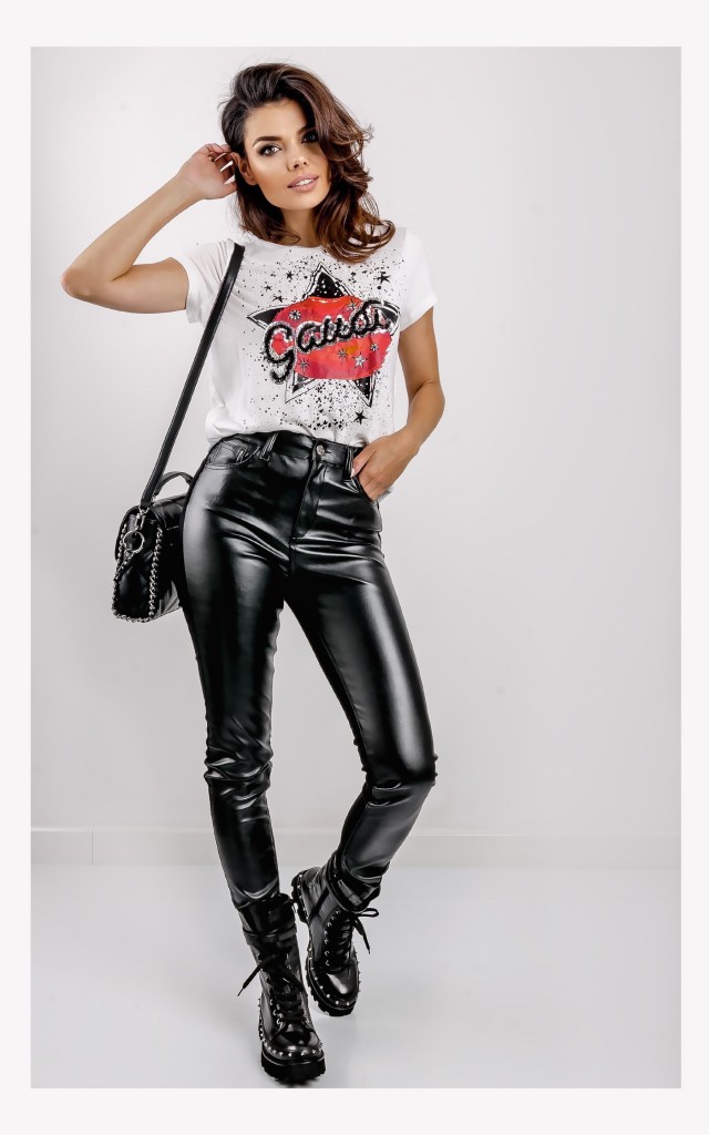 T-shirt Gaudi Z Aplikacją Cekinów Biały