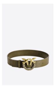 Pasek Pinko Love Jewel Waist Skórzany Oliwkowy