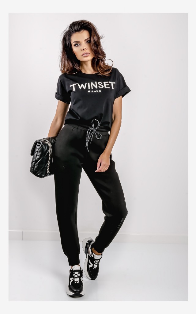 T-shirt Twin Set Logowany Nero
