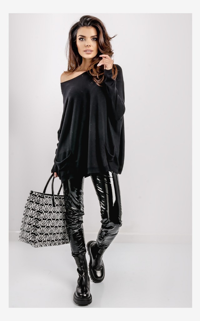 Sweter Kontatto Oversize Z Kieszeniami Czarny