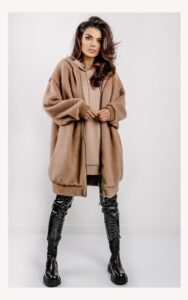 Maxi Bomber Twin Set Z Kapturem Karmel