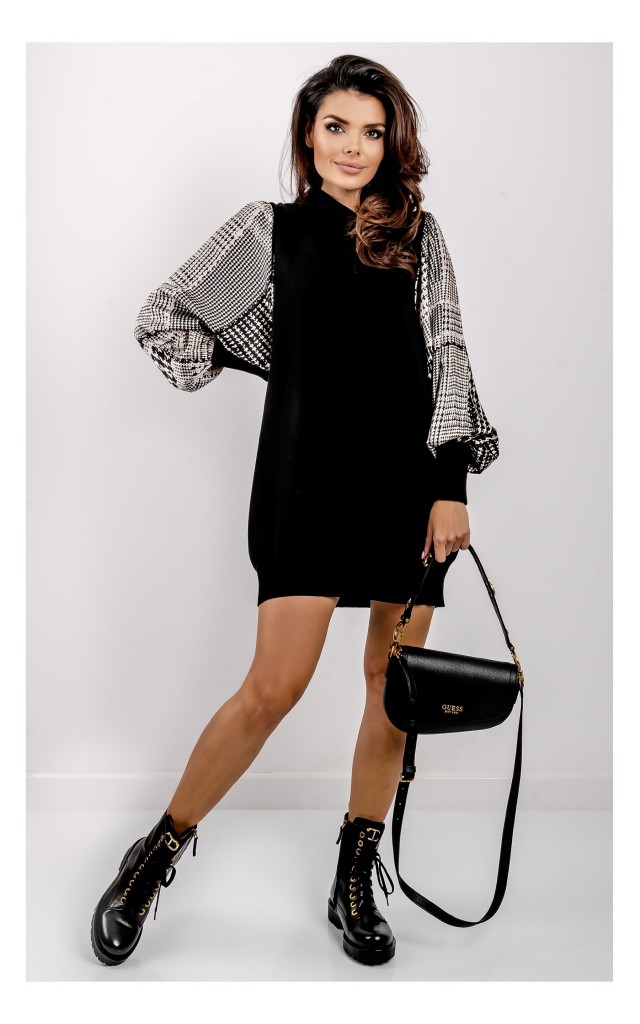 Sukienka Twin Set Maxi Wzorzyste Rękawy Czarny