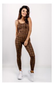 Legginsy Guess Gym Monogram Brązowe