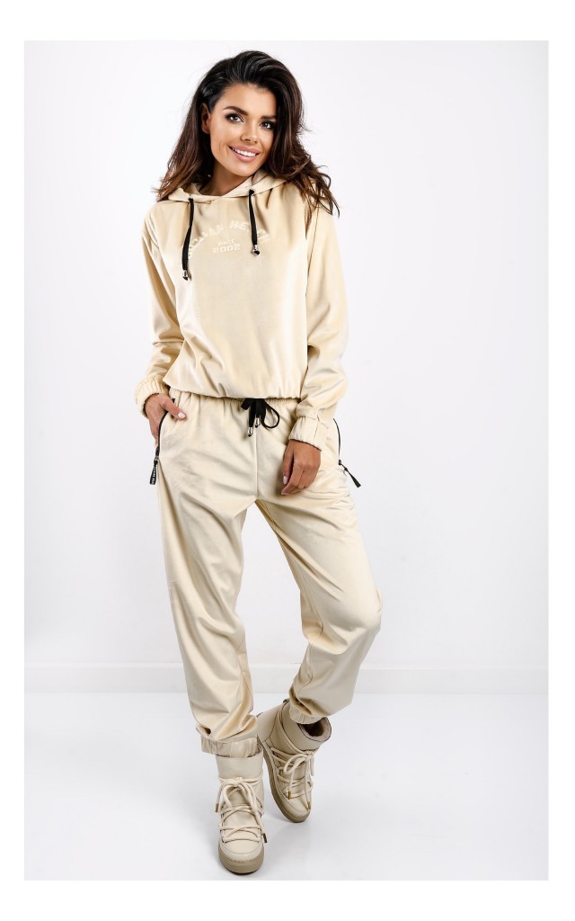 Bluza Silvian Heach Welurowa Kremowa