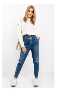 Sweter Liu Jo Z Golfem Wełniany Ecru