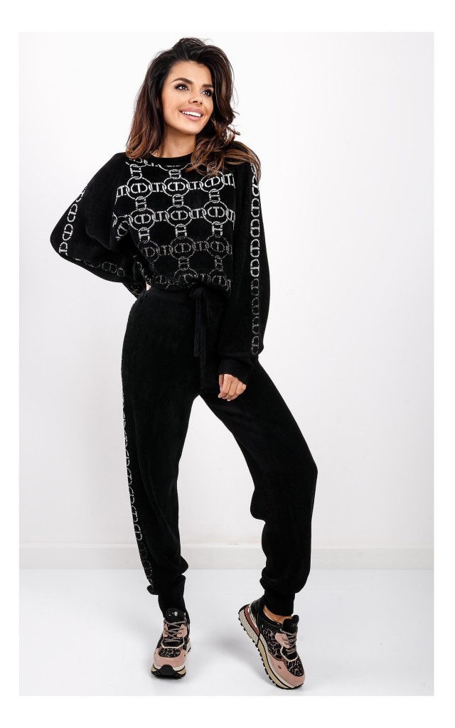 Sweter Twin Set Czarny W Srebrne Logo