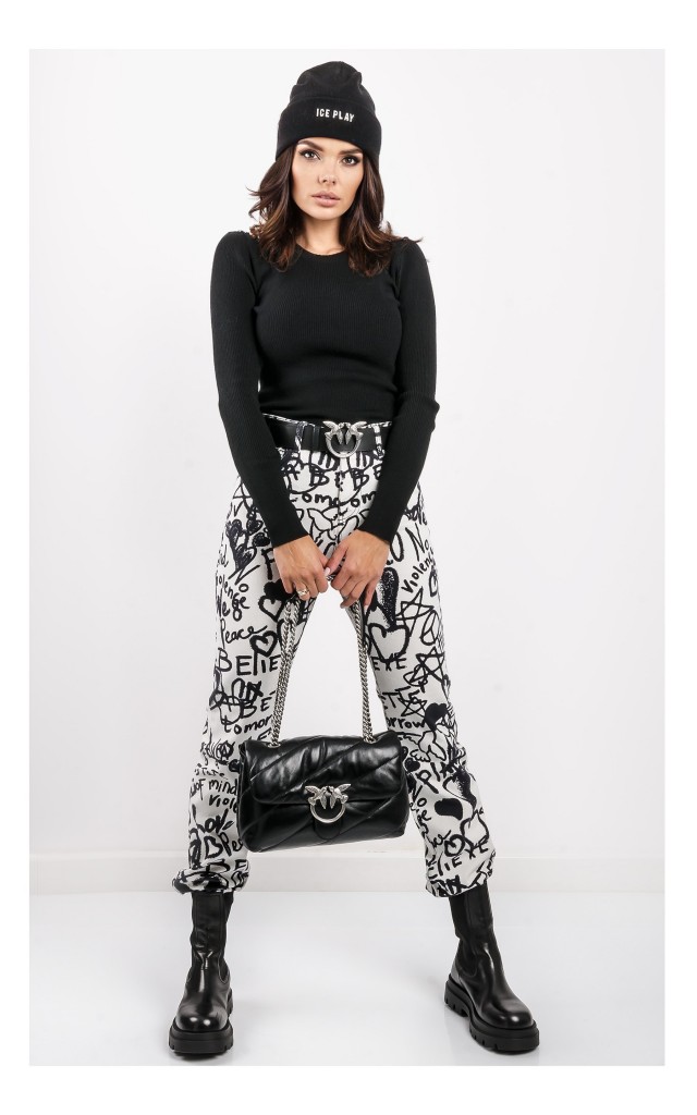 Sweter Pinko Terlaner Dopasowany Czarny