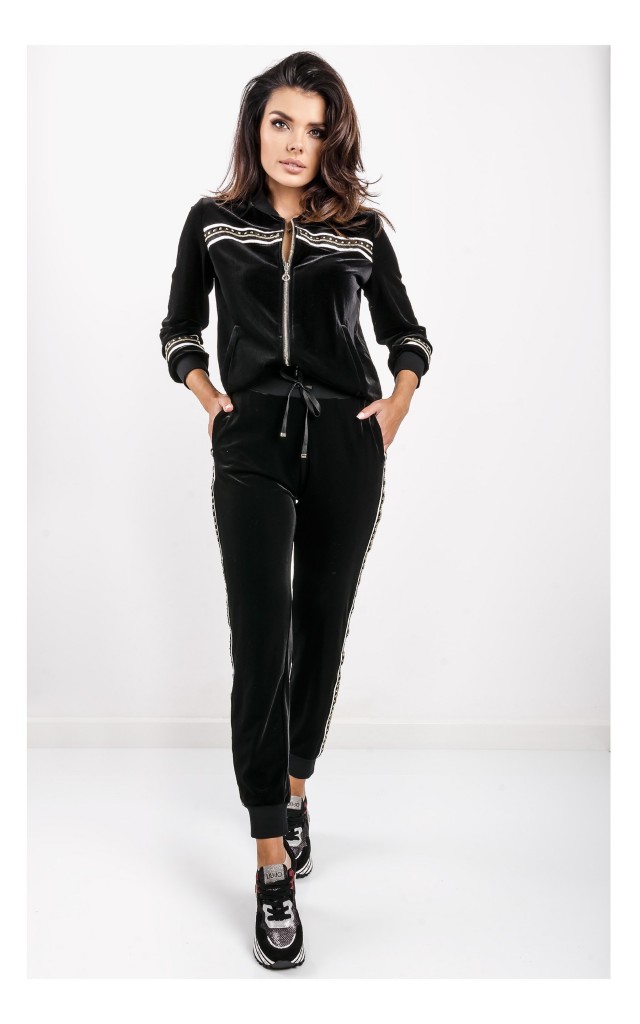 Bluza Liu Jo Sport Welurowa Z Dżetami Czarna