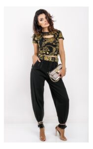 Crop Top Versace Czarny W Barokowy Print