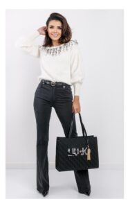 Sweter Liu Jo Z Kryształkami Ecru