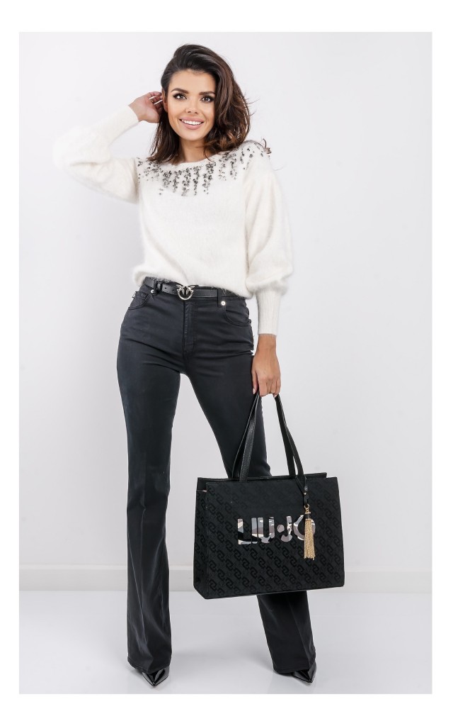 Sweter Liu Jo Z Kryształkami Ecru