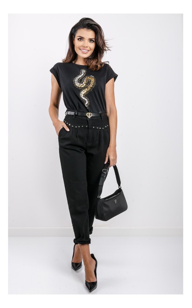 T-shirt Liu Jo Z Aplikacją Cekiny Czarna