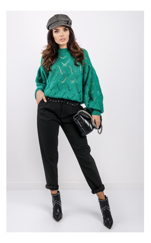 Sweter Twin Set Maxi Ażurowy Zielony