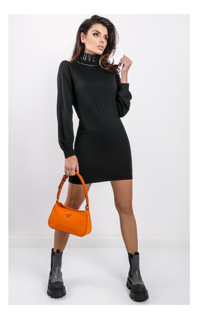Sukienka Love Moschino Z Dzianiny Czarna