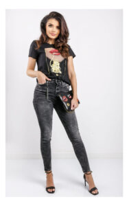 T-shirt Guess Poster Z Dżetami Czarny