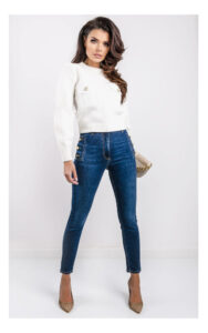 Sweter Elisabetta Franchi Z Kieszeniami Biały