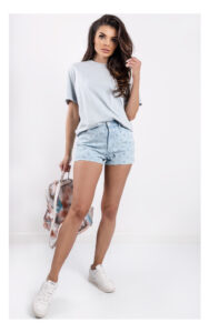 T-shirt Guess Oversize Błękitny