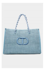 Torebka Twin Set Shopper Wyszywane Logo Niebieska