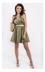 Sukienka Twin Set Z Ażurową Koronką Khaki