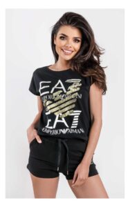 T-shirt EA7 Cekinowe Logo Czarny