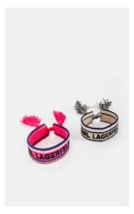 Bransoletki Karl Lagerfeld Tkane Z Logo Fuksja&Beż