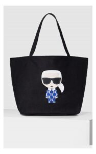 Torba Karl Lagerfeld Z Płótna Z Ikoną Karla Czarna