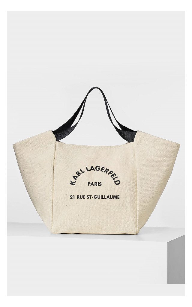 Torba Shopper Karl Lagerfeld Z Logo Kremowa