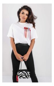 T-shirt Karl Lagerfeld Logo Z Frędzlami Biały